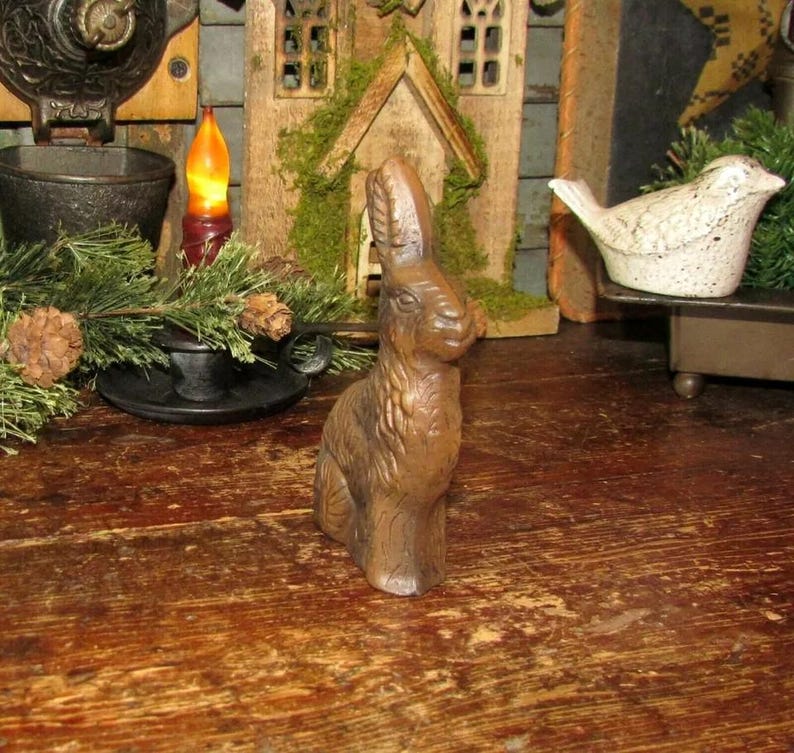 Primitive Chocolate Bunny Rabbit Resin Mold Figurine ~ 5