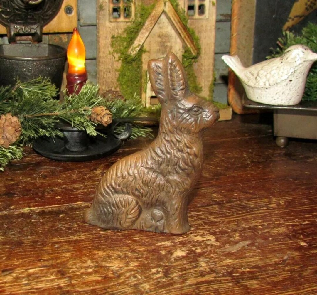 Primitive Chocolate Bunny Rabbit Resin Mold Figurine ~ 5