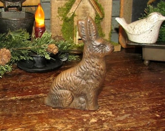 Primitive Chocolate Bunny Rabbit Resin Mold Figurine ~ 5" Double Sided Farmhouse