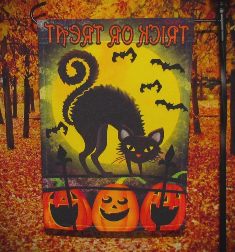 Primitive Classic Trick or Treat Halloween Black Cat Jack O Lantern ...