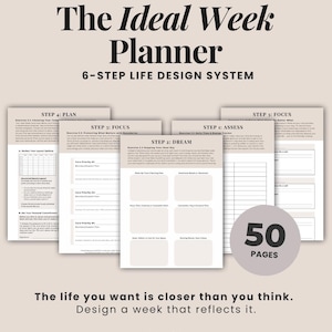 Planificador semanal ideal / Cuaderno de trabajo para una vida plena / Sistema semanal de 6 pasos / PDF imprimible tamaño A4 (carta de EE. UU.)