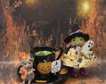 Halloween Mouse Witch Tea Set, Needle Felted