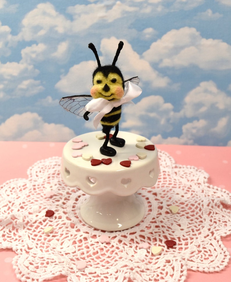 Needle Felted Bee Mine Valentine Bee And Custom Greeting!.............Free Shipping In The U.S.