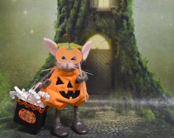 Halloween Pumpkin Bunny Trick-Or-Treater-Needle Felted!