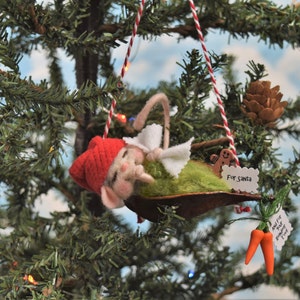 Needle Felted Sleepy Mouse Waiting For Santa In A Pod Bed!.......Free Shipping Too!