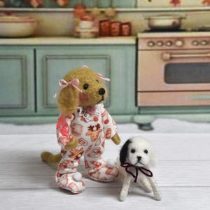 Needle Felted &quot;Christmas Morning Puppy Girl&quot; With Pet Puppy!