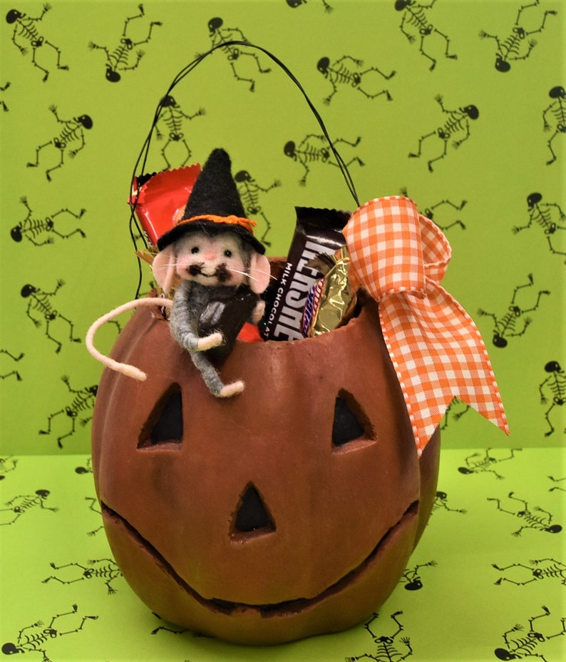 Adorable Mouse in a Halloween JackOLantern Candy Bucket Etsy