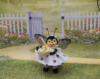 Honey-A Sweet Spring Bumble Bee Girl! Needle Felted With Free U.S. Shipping Too!