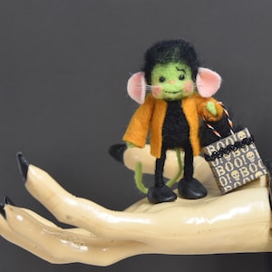 Frankie Needle Felted Mouse Halloween Monster Trick-Or-Treater!