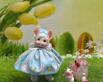 ¡Chica "Conejo de Pascua" de fieltro con aguja! .............Envío gratuito en EE. UU.