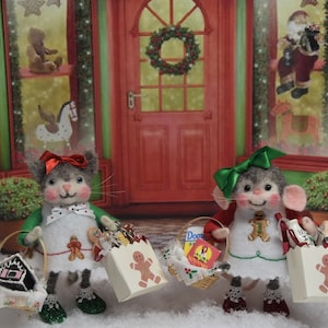 Needle Felted Gingerbread Shopping And Baking Cat Or Mouse!........Free U.S. Shipping Too!