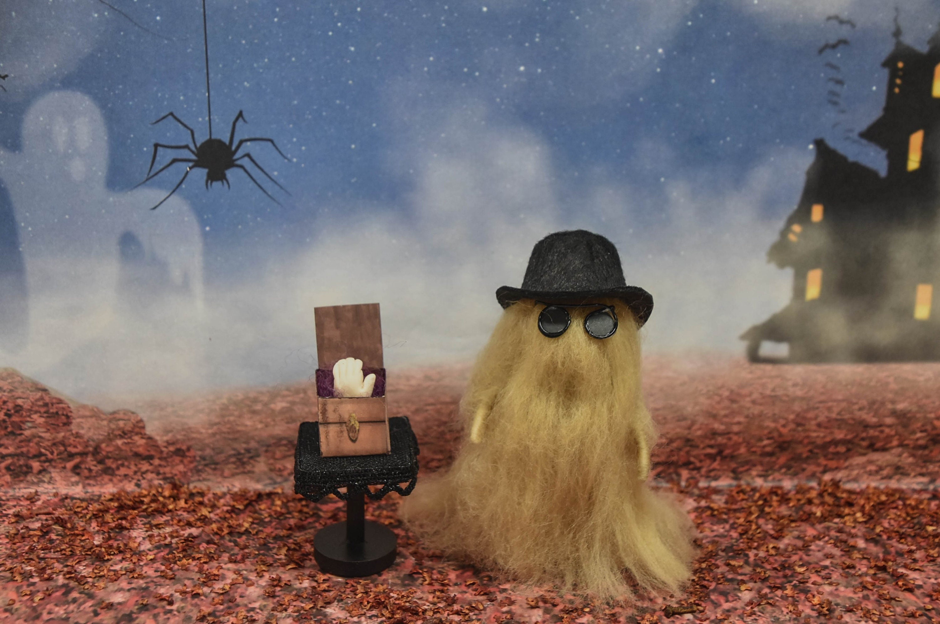Halloween Creepy Hairy Guy With Custom Made Side Table-needle Felted - Etsy, image size:3000x1991