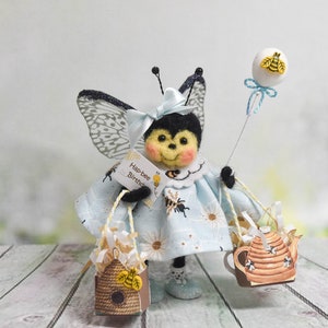 Hap-Bee Birthday Bumble Bee Gift Girl! Needle Felted With Free U.S. Shipping Too!
