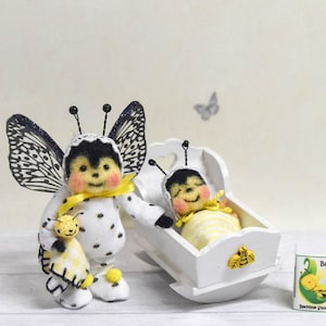 Große Schwester und neues Baby Bumble Bee Geschwister-Set! Nadel gefilzt, ein One Of A Kind !......Kostenloser Versand!