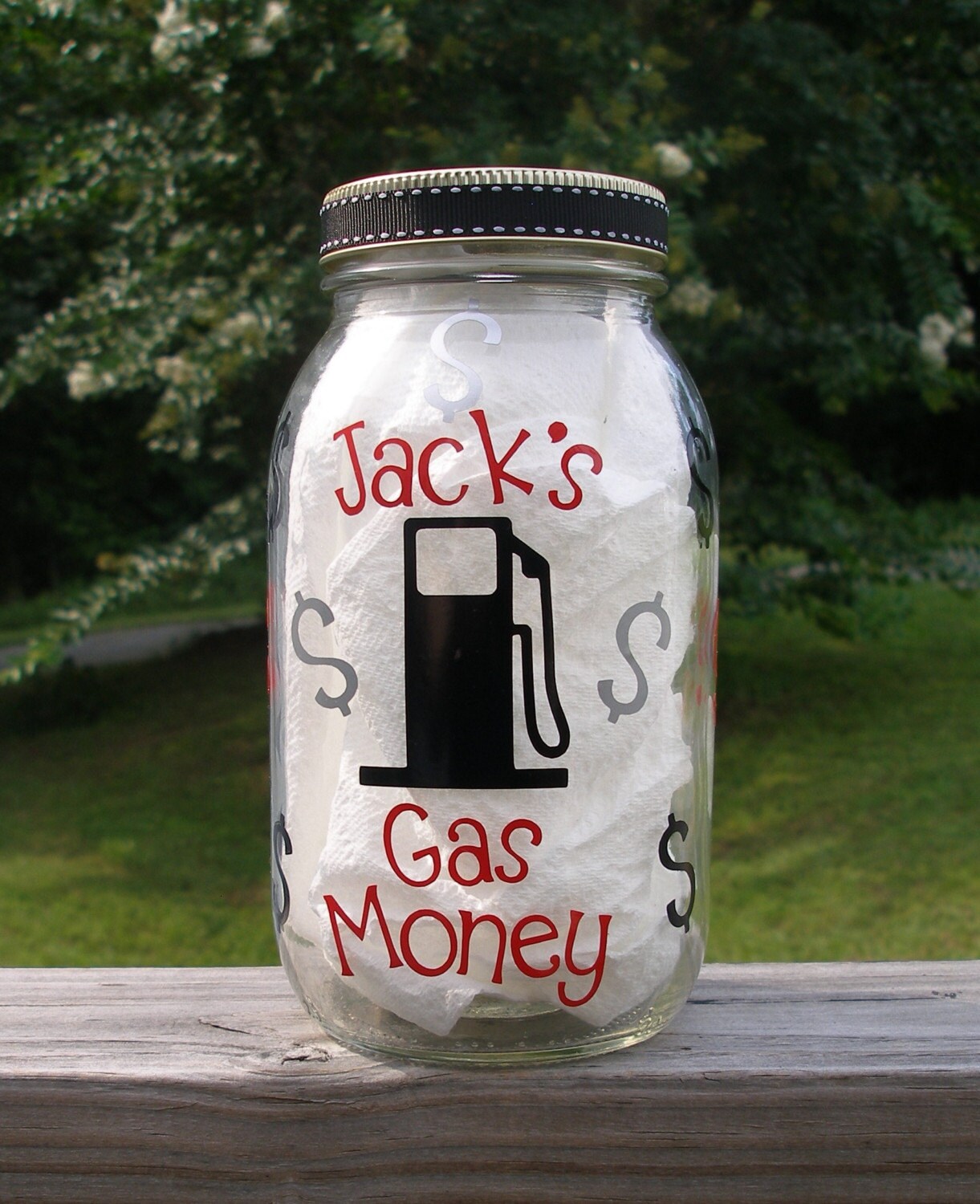 Gas Money Jar Coin Bank Etsy
