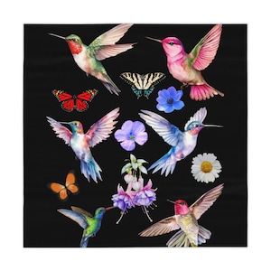 Lebendige Kolibri Tischdecke, Boho Wohnkultur, Gartenparty unverzichtbar, Geschenk für Naturliebhaber, Frühlingstischdekoration