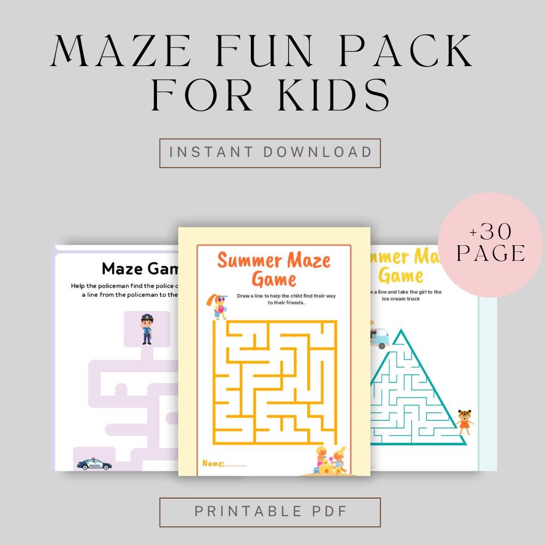 Printable Maze Activity Pack for Kids | 30+ Fun Puzzles | Summer ...
