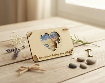 Cadeau en argent, exauceur de vœux, personnalisable, anniversaire, baptême, mariage, communion, cadeau de remise de diplôme, carte cadeau, emballage cadeau en bois