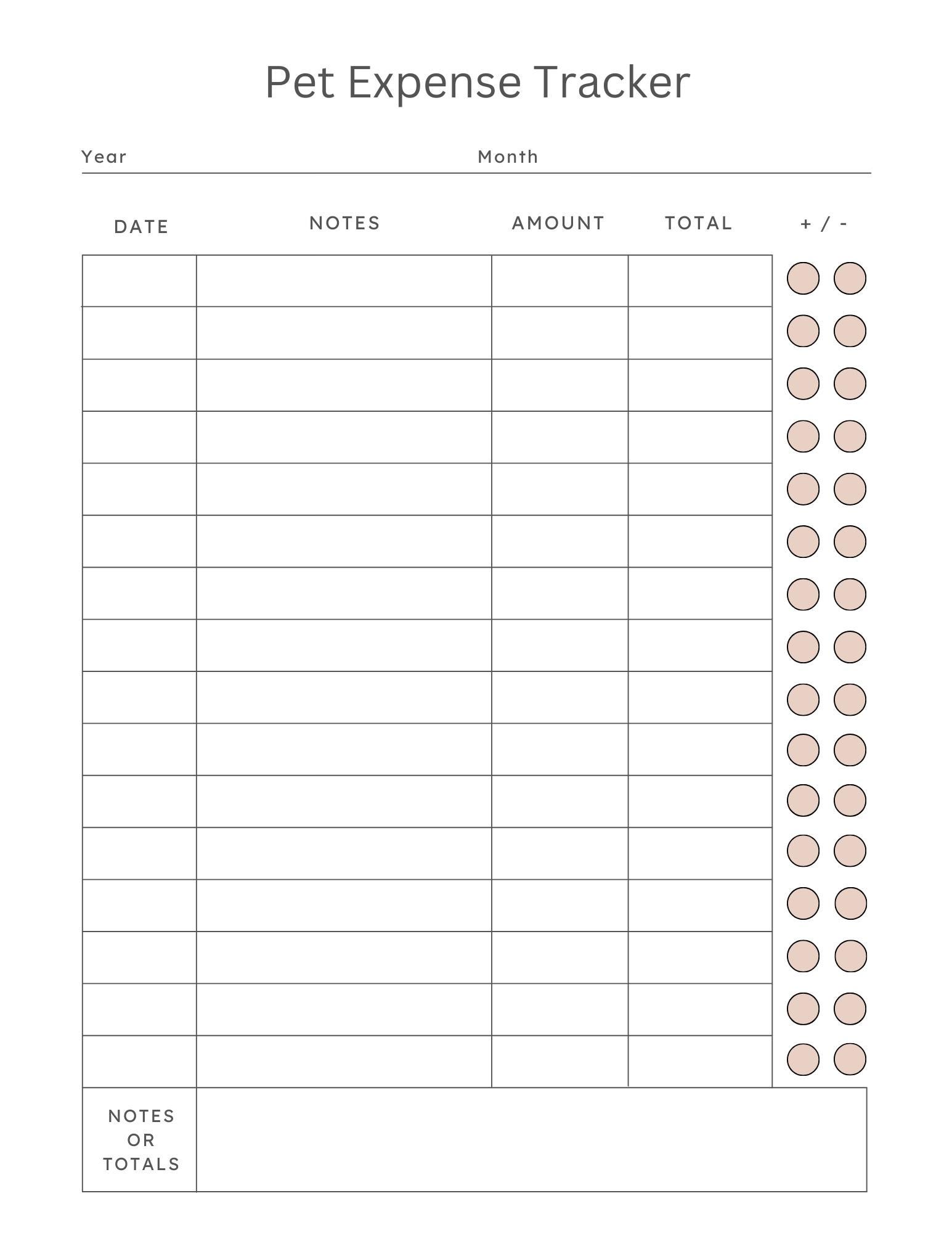 Pet Expense Tracker Printable | Simple Monthly Pet Budget Planner | Cat ...