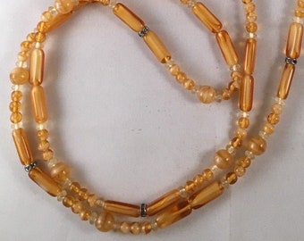 Vintage Orange and White Glass Bead Necklace (Deadstock)