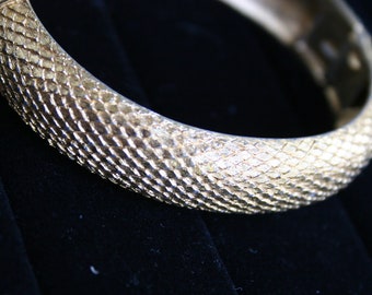 Vintage Signed Monet Gold Snake Pattern Bracelet