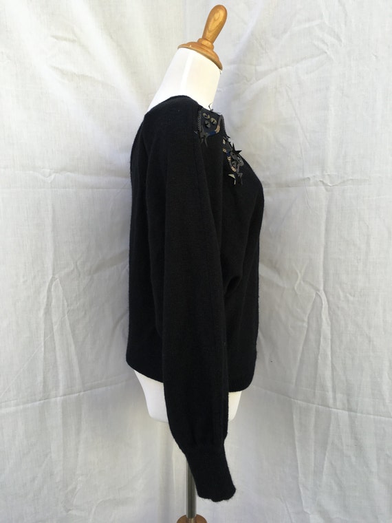 Vintage Honey Black Beaded & Sequin Sweater - image 2