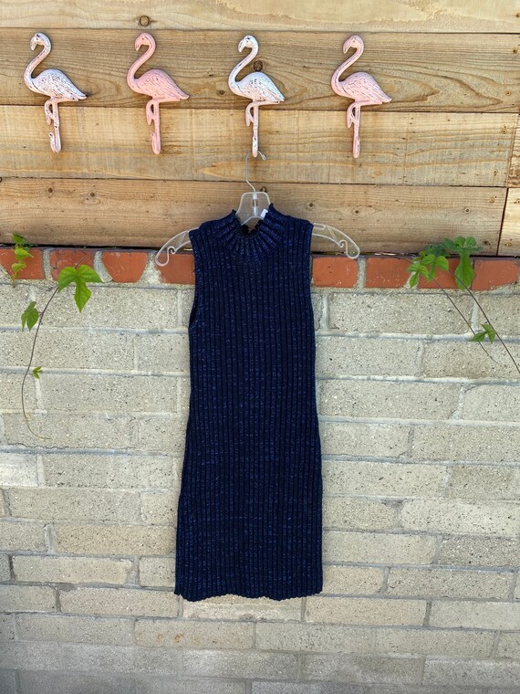 Vintage G.A.S. Knot Sweater Dress - Blue Sparkle - image 2