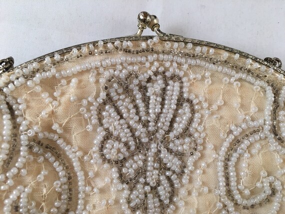 Vintage Handbag with Beading & Chain Strap - image 2