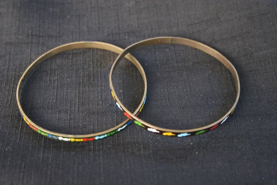 Vintage Bangle Set of Two - Black & Green - image 3