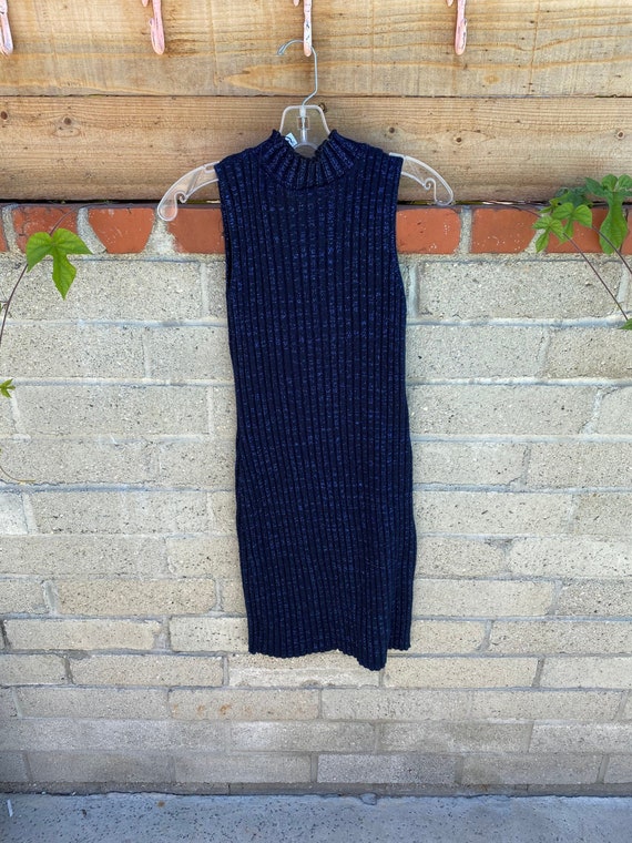 Vintage G.A.S. Knot Sweater Dress - Blue Sparkle - image 1