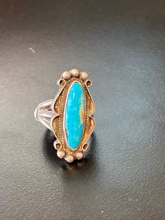 Vintage Sterling Silver and Turquoise Ring - image 1