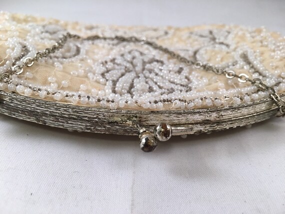 Vintage Handbag with Beading & Chain Strap - image 4