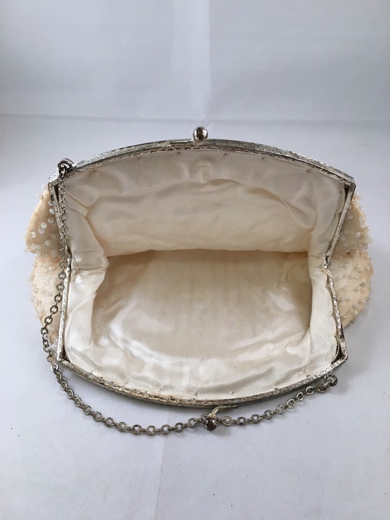 Vintage Handbag with Beading & Chain Strap - image 5