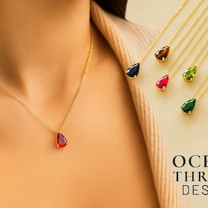 Custom Birthstone Necklace, 14K Gold Plated Birthstone Necklace, Personalized Jewelry, birthstone jewelry, Christmas Gift, Bday Gift for Her