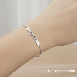 Custom Name Bar Bracelet, Personalized Engraved Name Bracelet, Minimalist Name Jewelry, Christmas and holiday Gift For Her, Bridesmaids Gift