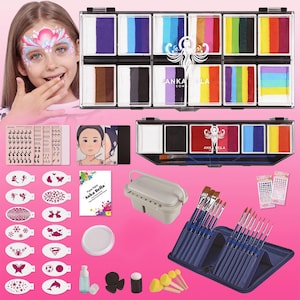 Professional Face Paint Kit - 12 Colors, 6 Palettes - Non-Toxic, Water-Based, Ideal for Halloween, Kids, Cosplay