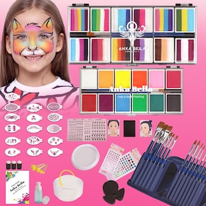 Face Paint Kit with Brushes, Stencils & Online Course – Safe for Kids  Adults, Perfect for Parties, Festivals Cosplay