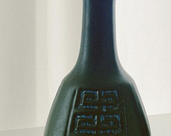 Duński nowoczesny czarny ceramiczny wazon Langeland Keramik Geometryczna ceramika lat 70. XX wieku