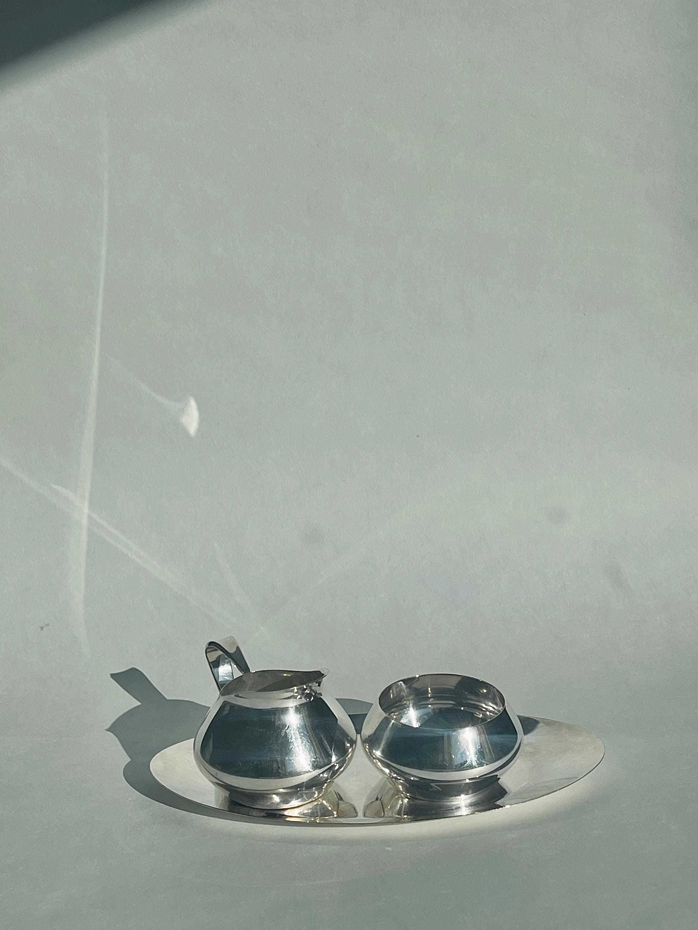 Bauhaus WMF Silver-plated Sugar & Creamer Set With Tray