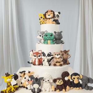 Essbare Fondant-Tierfiguren – Zoo, Safari, Wald & Bauernhof | Edible Fondant Animal Cake Toppers for Birthday Cakes