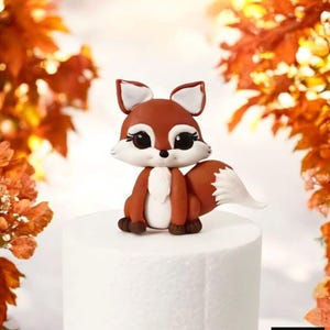 Figura di pasta di zucchero "Foxy" – decorazione commestibile per torte a forma di volpe | Personalizzabile con nome e numero | Per animali della foresta e motivi autunnali