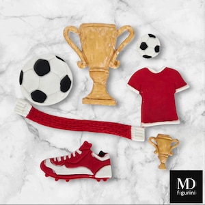 Football Fondant Set | Edible cake decoration with jersey, ball, and trophy | With personalized name and number | Handmade