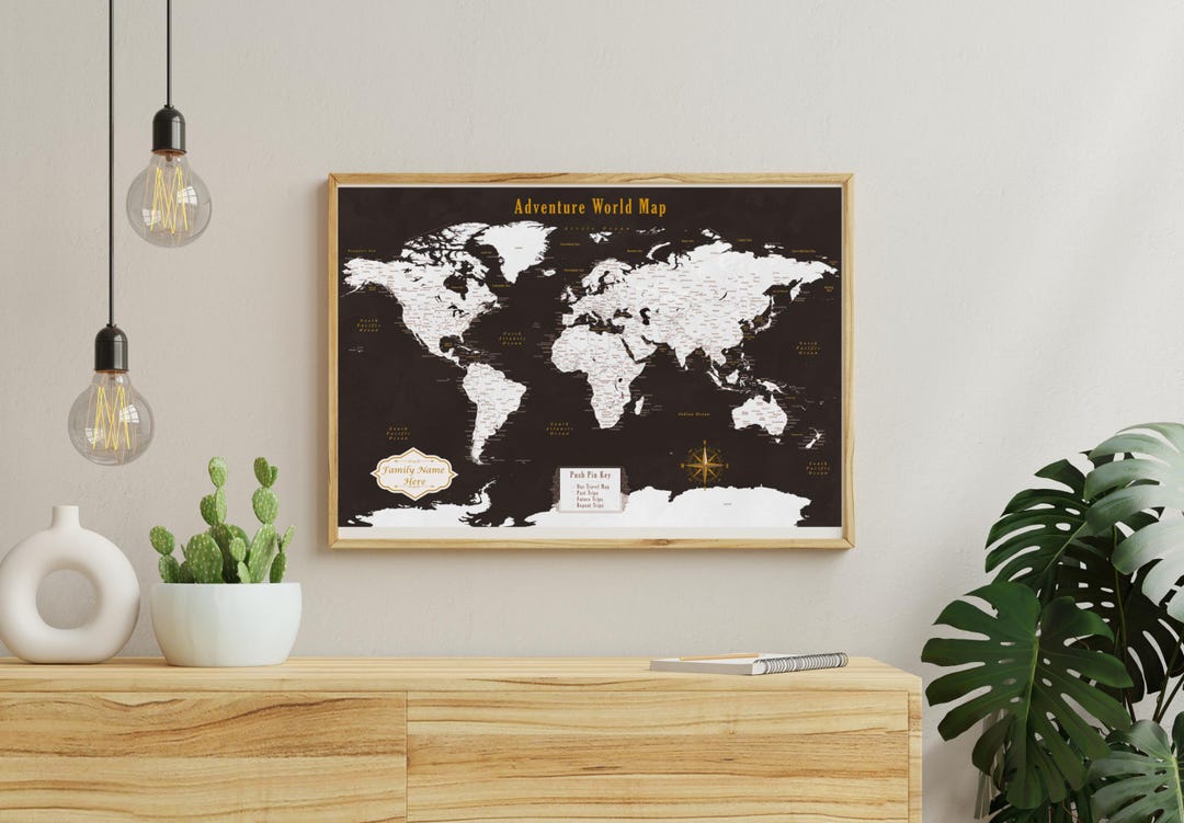 Canvas World Travel Map | Push Pin World Map Custom, Framed World Maps ...