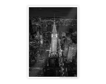 Chic New York City Gloss Poster, Urban Decor, Wall Art, Gift for Travelers, Home Office Decor, Black and White Photography