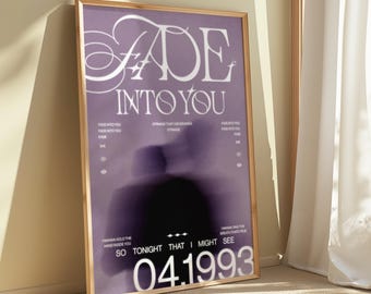 Fade Into You Poster, Ethereal, Mazzy Star Inspired Print, 90s Indie Lyrics Art, Purple Aesthetic Wall Decor, Dreamy Grunge Room Poster