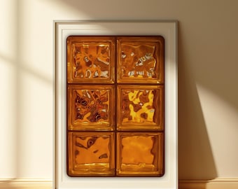 Amber Glass Wall Art Print - Modern Abstract Poster with Warm Honey Tones - Minimal Mid Century Inspired Home Decor (Digital Download)