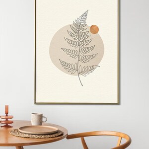 Minimalist Botanical Wall Art Print – Digital Download, Neutral Plant Decor, Simple Line Drawing, Scandinavian Style, Printable Nature Art