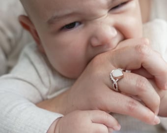 Customizable DIY Kit breastmilk jewelry for making a ring. teardrop ring sterling silver diy kits crystals. breastmilk diy kit Keepsakemom