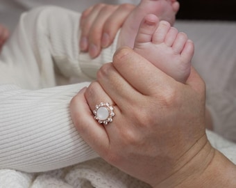 Anpassbares DIY Kit Muttermilch Schmuck für die Herstellung von Ring. Blumen Ring aus Sterling Silber für DIY Kits echte Edelsteine. Muttermilch DIY Kit Keepsakemom