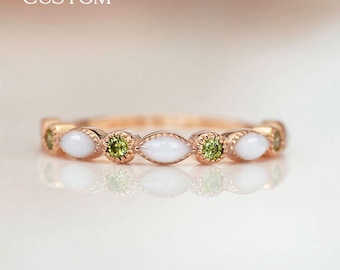 Customizable DIY Kit breastmilk jewelry ring marquise style fine staker band for making a ring sterling silver for diy kits with real gems.